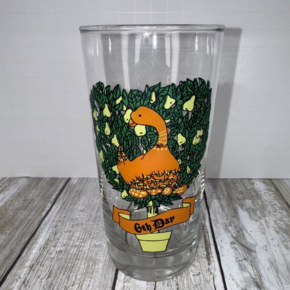 Twelve Days of Christmas 6th Day Indiana Glass Drinking Glass 12 oz‎ USA Vintage